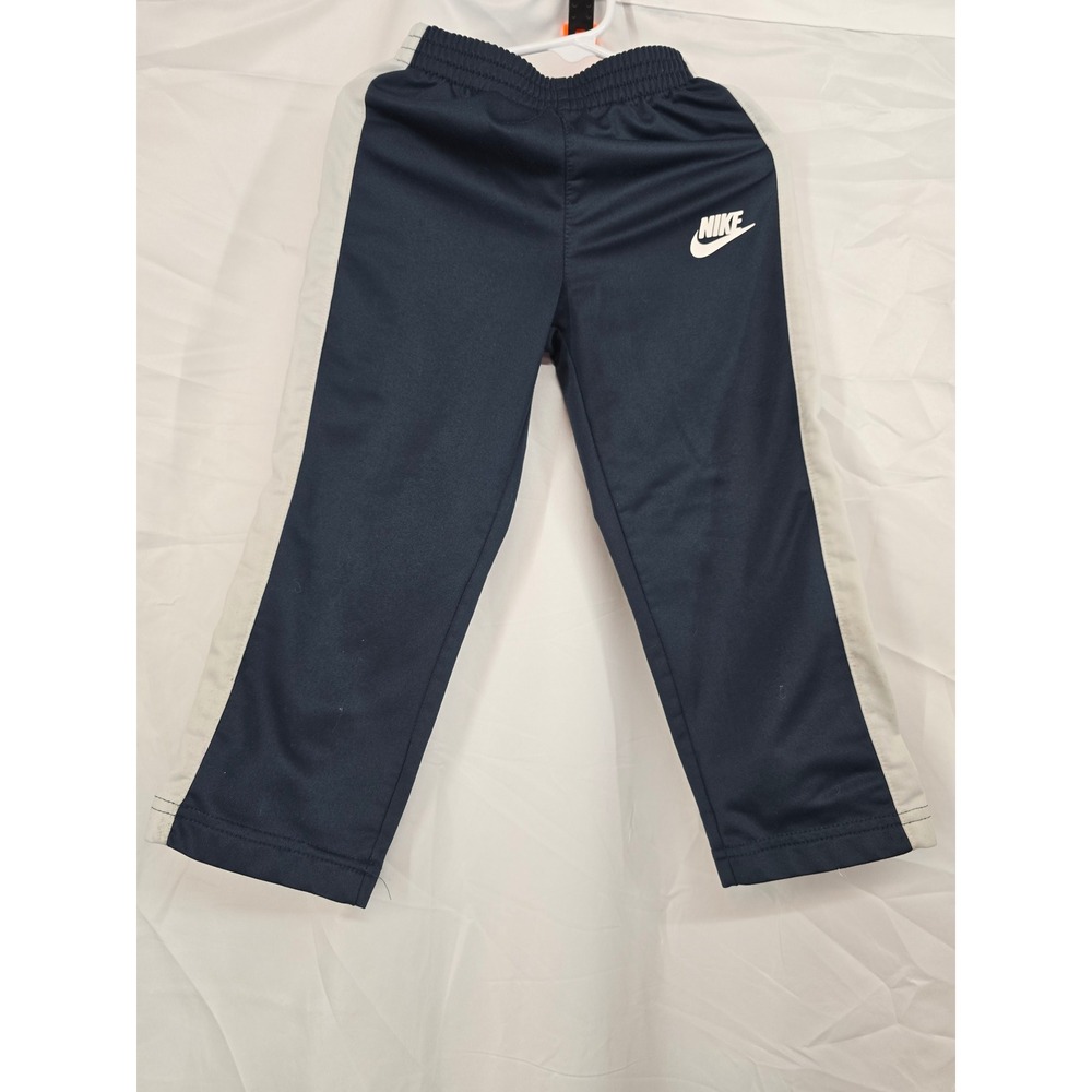 Nike Kids Navy Blue White Side Stripe Track Pants 3T Athletic Joggers Sweatpants
